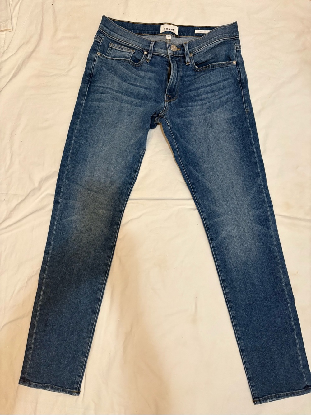 Frame Denim Skinny Jeans in Medium Blue Wash